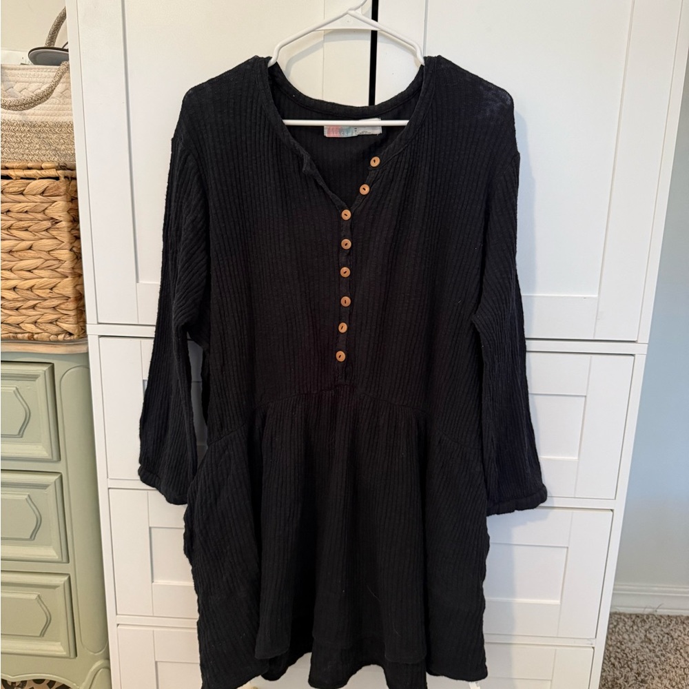 Free People FP Beach Blossom Button Up Shirt Dress Stretch Cotton Size M